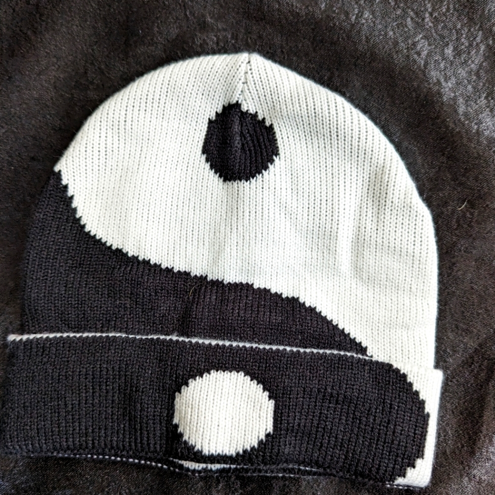 Yin and yang split beanie